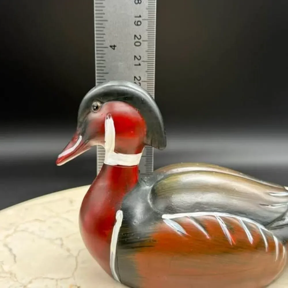 Vintage Ceramic Wood Duck Drake Figurine Hand Painted 5.25” Wildlife Bird
